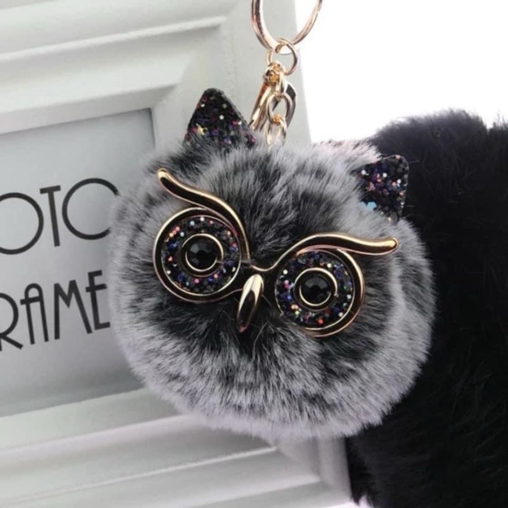 Owl Pom Pom Keychain